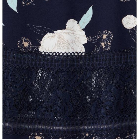 Torrid Navy Floral Lace Inset Tank - Picture 2 of 11